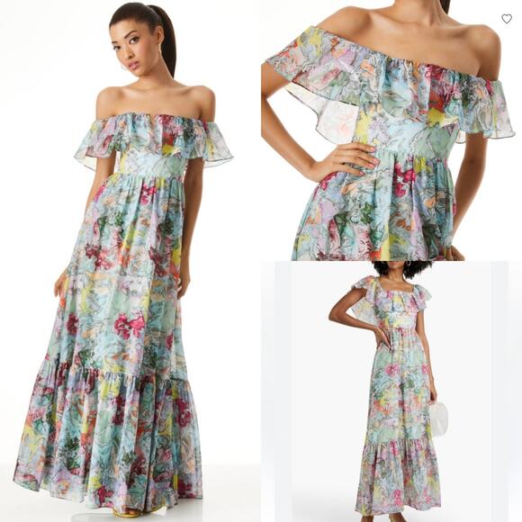 NWT Alice + Olivia Tempie Dress Lola's Dream Silk Wedding Guest Formal Size 8 - Picture 13 of 16